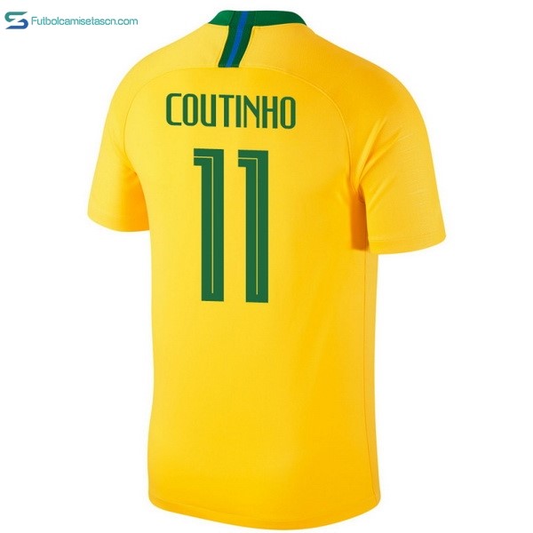 Camiseta Brasil 1ª Coutinho 2018 Amarillo